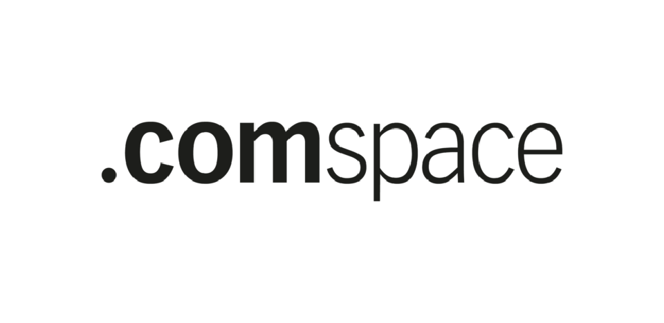 The image features the text '.comspace' in a simple, modern font on a white background.
