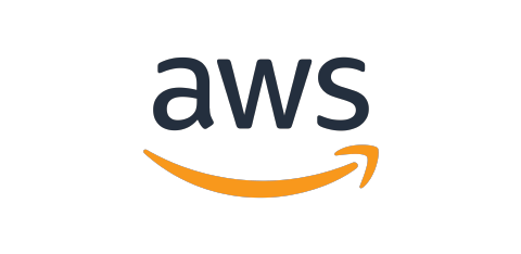The image features the AWS logo, displaying 'aws' in dark blue with a curved orange arrow beneath it, symbolizing cloud services.