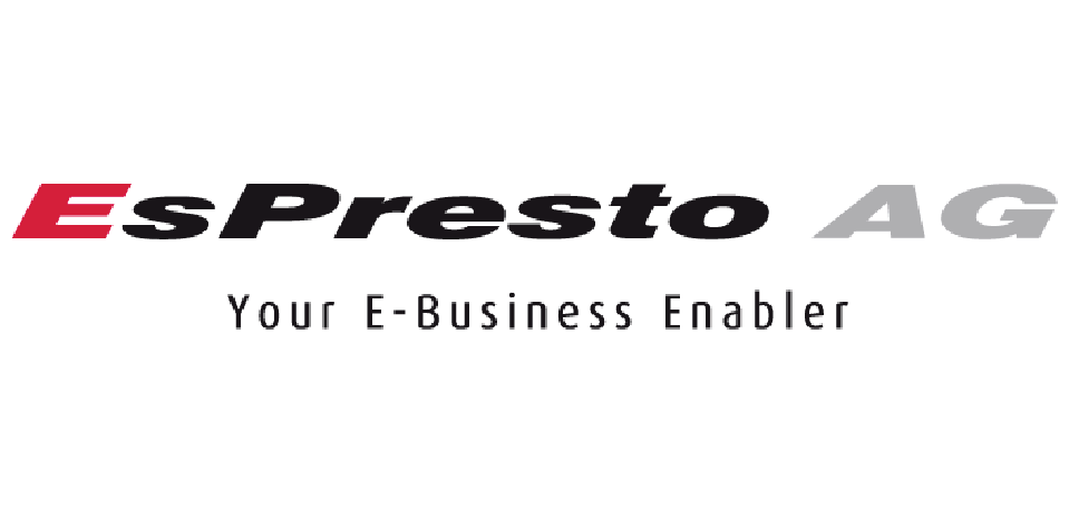 Logo of EsPresto AG, featuring the tagline 'Your E-Business Enabler' in a modern font.