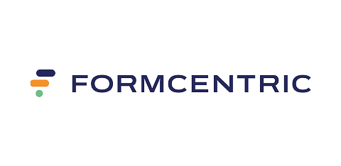 Logo of FormCentric featuring the word 'FORMCENTRIC' in dark blue, accompanied by three colored shapes above the text.