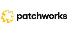 A logo featuring a yellow puzzle piece symbol and the word 'patchworks' in bold black text.