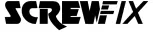 A logo featuring the word 'SCREWFIX' in bold, stylized letters, predominantly in black with a white background.